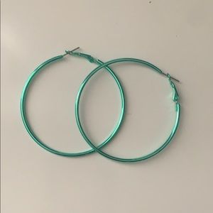super adorable green chrome hoop earrings!